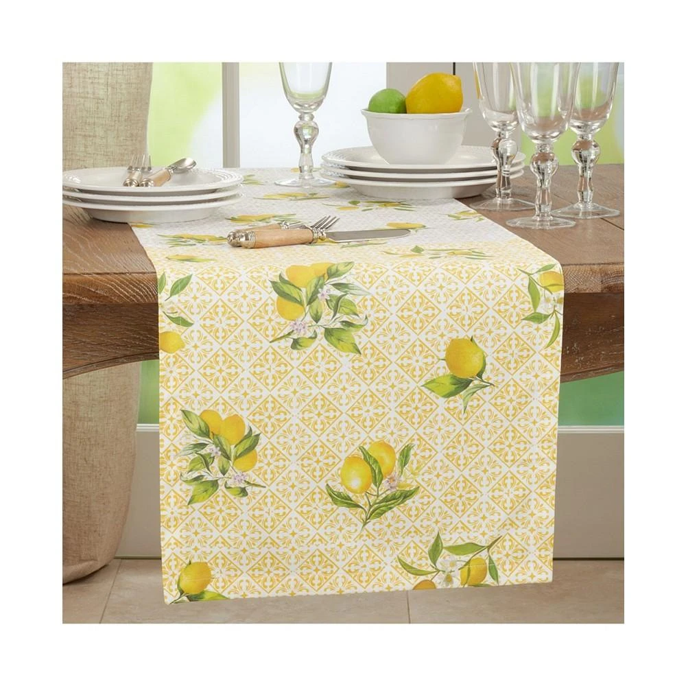 商品Saro Lifestyle|Block Print Table Runner with Lemon Design, 72" x 16",价格¥469,第3张图片详细描述