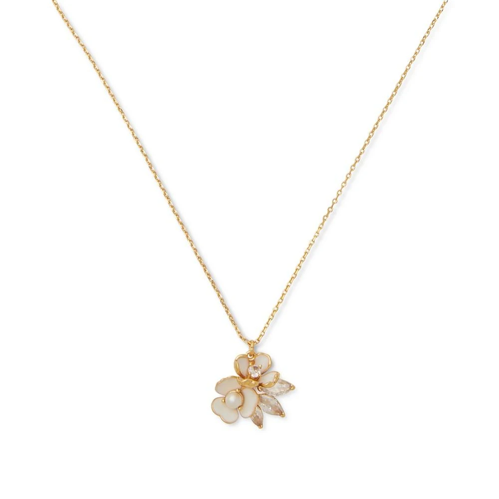 商品Kate Spade|Gold-Tone Crystal & Imitation Pearl Flower Cluster Pendant Necklace, 16" + 3" extender,价格¥390,第1张图片