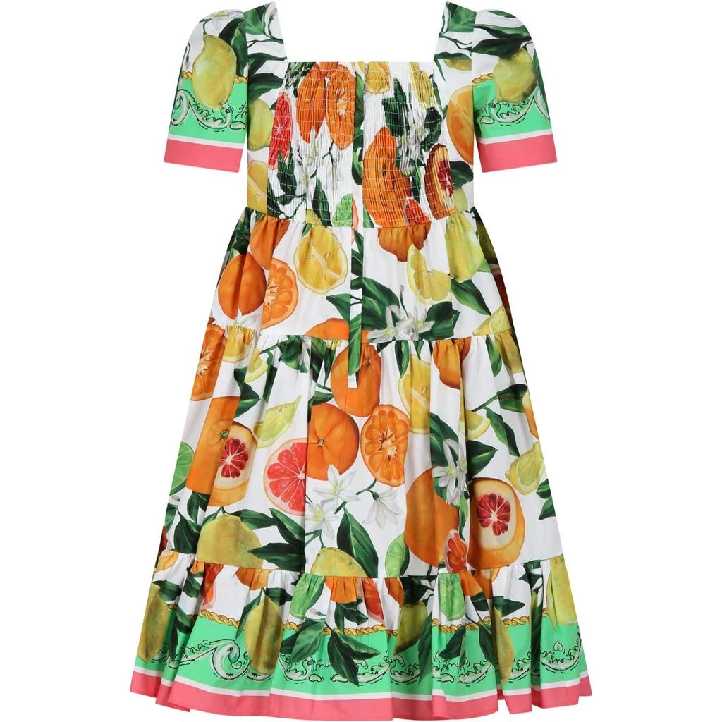 商品Dolce & Gabbana|Multicolor Elegant Dress For Girl With An Italian Holiday Print,价格¥4195,第2张图片详细描述