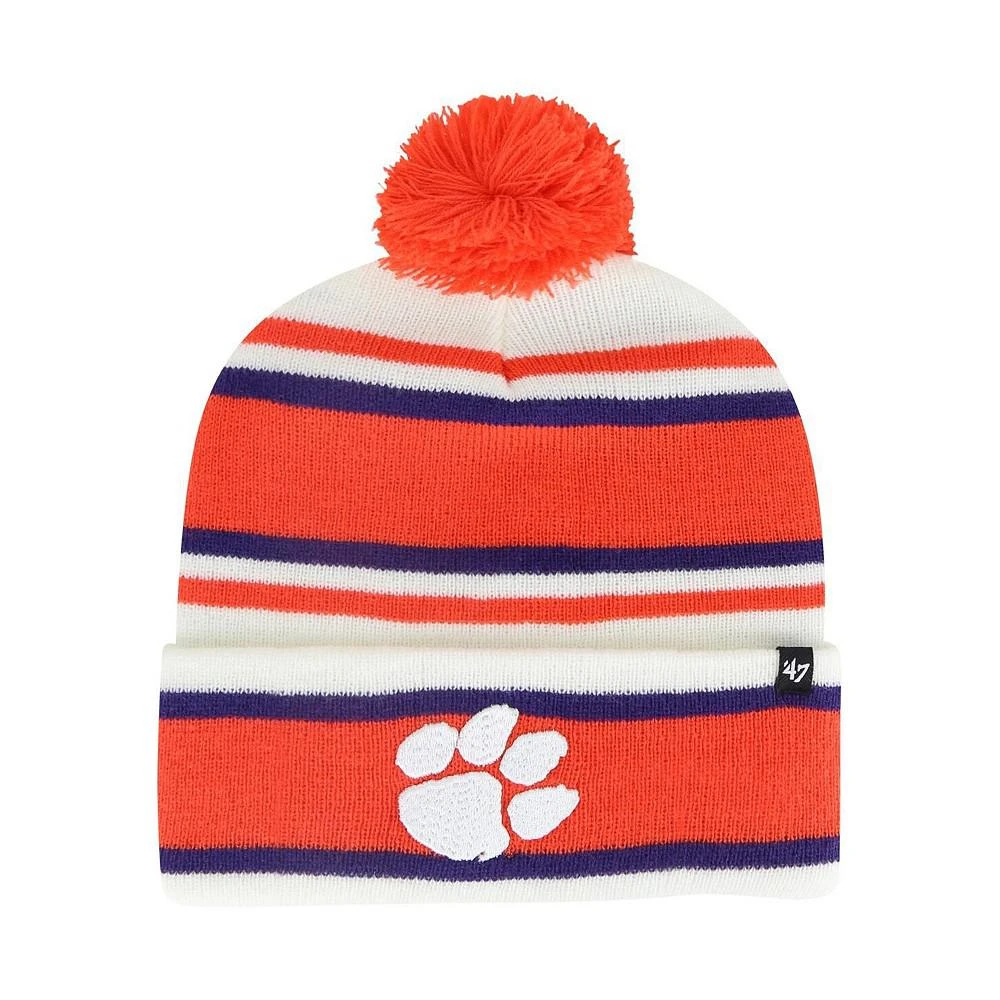 商品47 Brand|Youth Boys White Clemson Tigers Stripling Cuffed Knit Hat with Pom,价格¥221,第1张图片