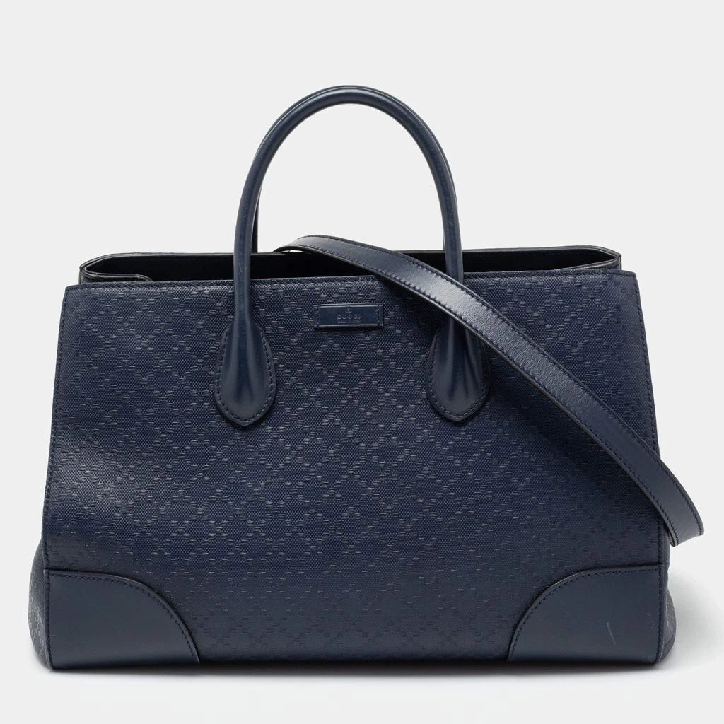 商品[二手商品] Gucci|Gucci Navy Blue Diamante Leather Top Zip Shopper Tote,价格¥3505,第1张图片