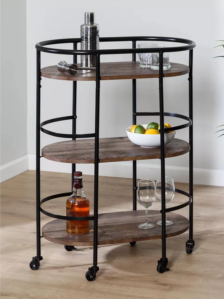 Three-Tier Wood Rolling Bar Cart 商品