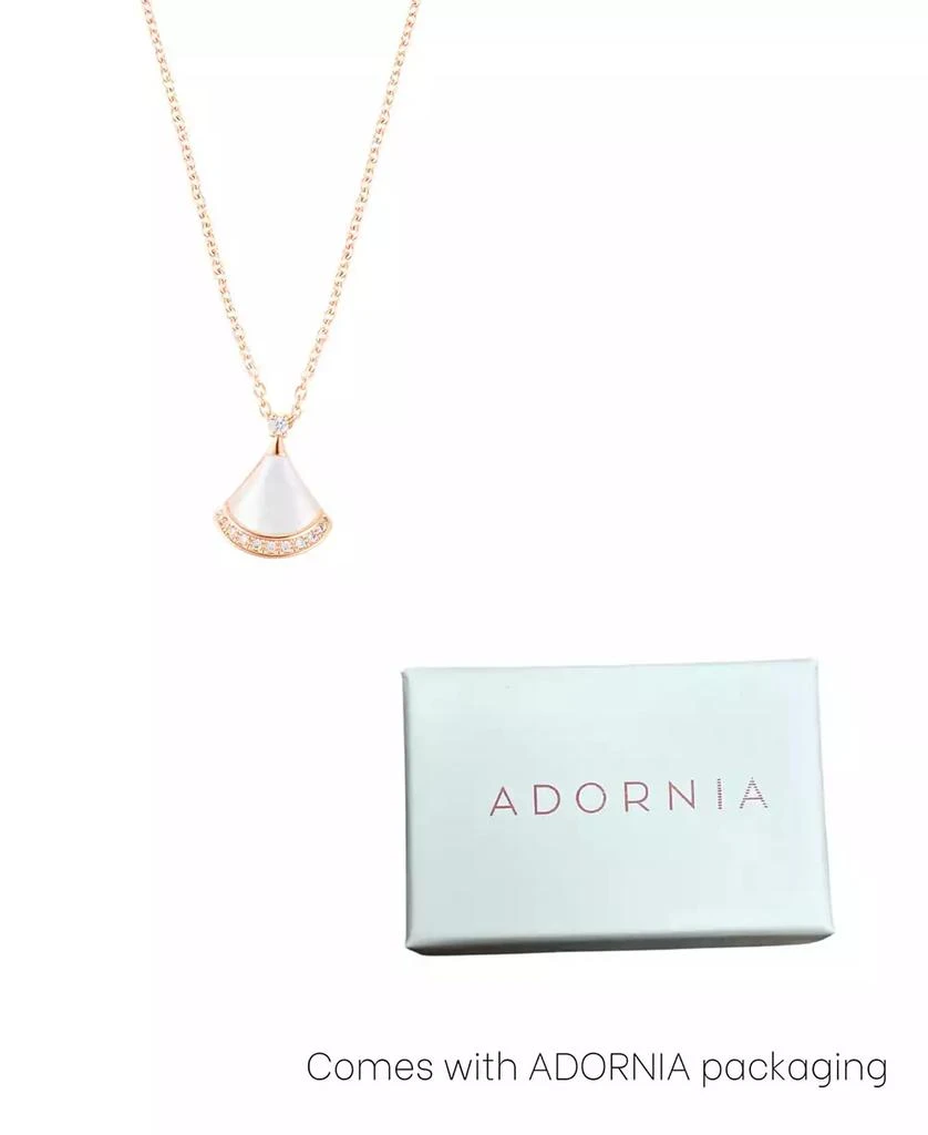 商品ADORNIA|Rose Gold Adjustable Mother of Pearl Cubic Zirconia Leaf Pendant Necklace,价格¥219,第2张图片详细描述