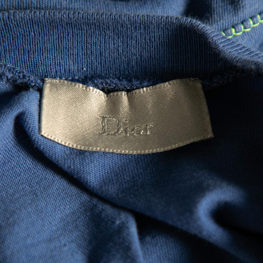 Dior Blue Cotton Crew Neck Short Sleeve T-Shirt XS商品第5张图片规格展示