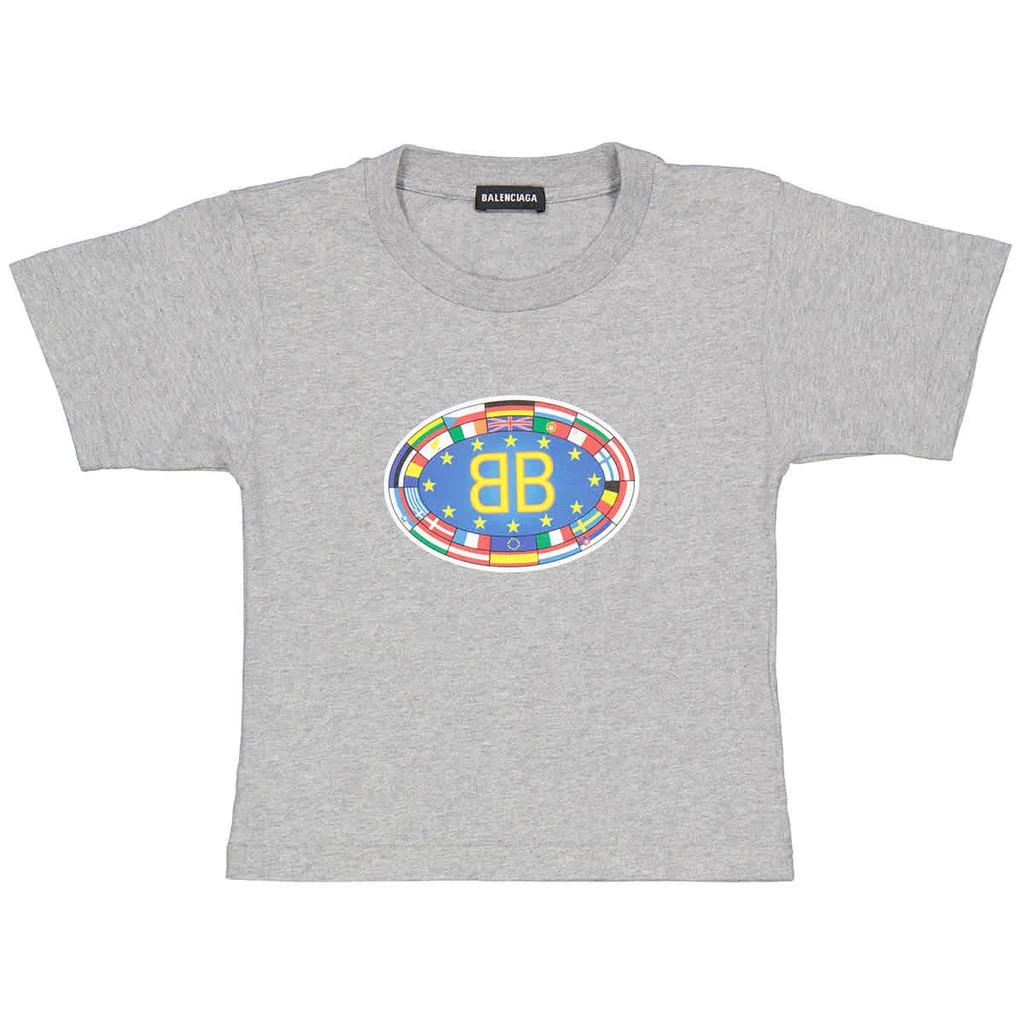 商品Balenciaga|Balenciaga Grey Short-sleeved T-shirt With BB Print For Kids, Size 4,价格¥736,第1张图片
