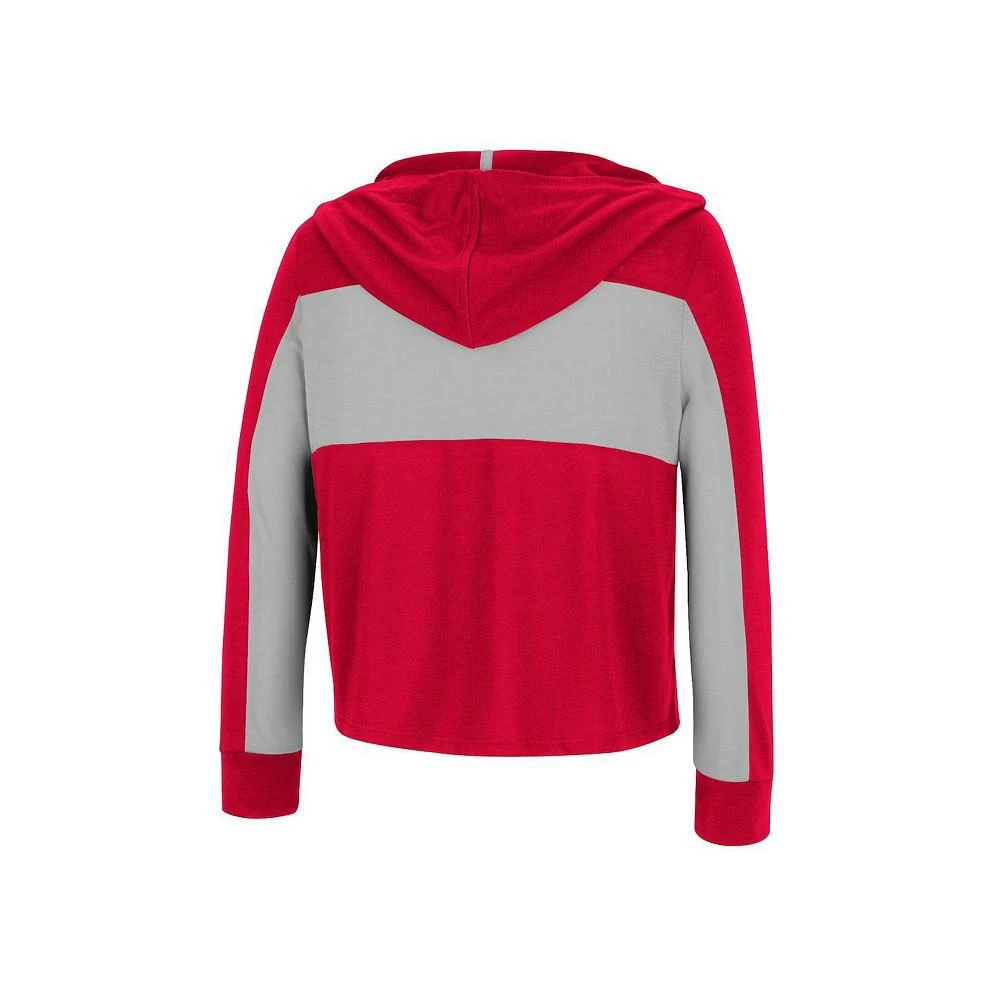 商品Colosseum|Big Girls Scarlet Ohio State Buckeyes Galooks Hoodie Lace-Up Long Sleeve T-shirt,价格¥301,第2张图片详细描述