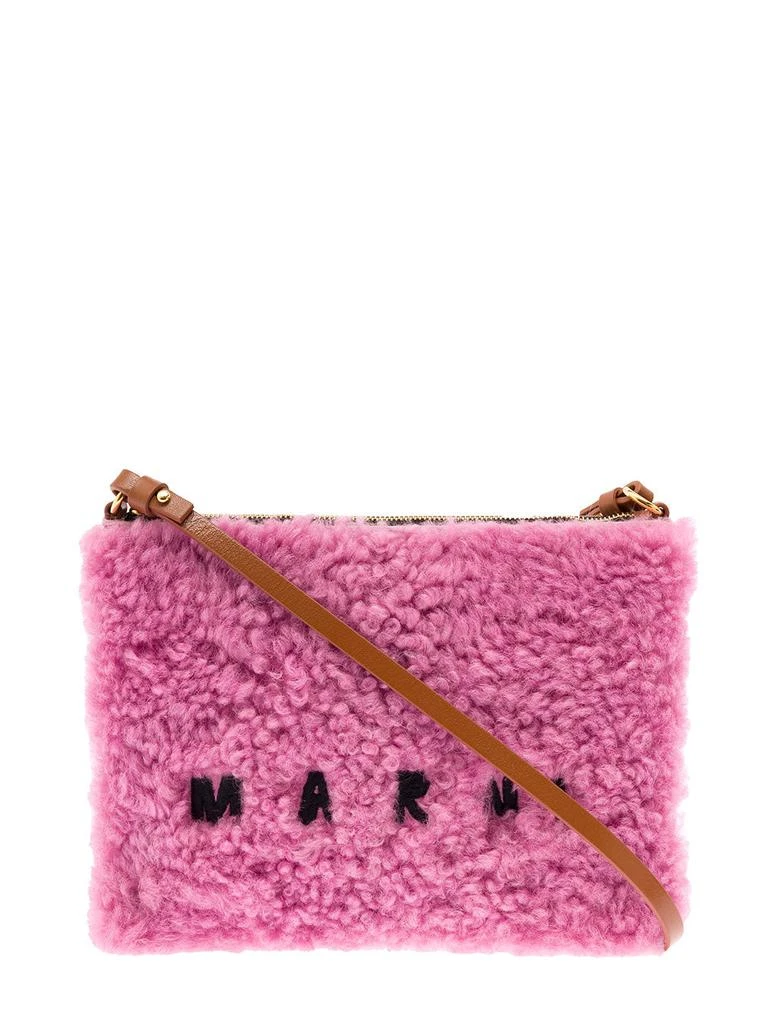 商品Marni|Pink Sheepskin and Leather Crossbody Bag with Logo Marni Woman,价格¥3811,第1张图片