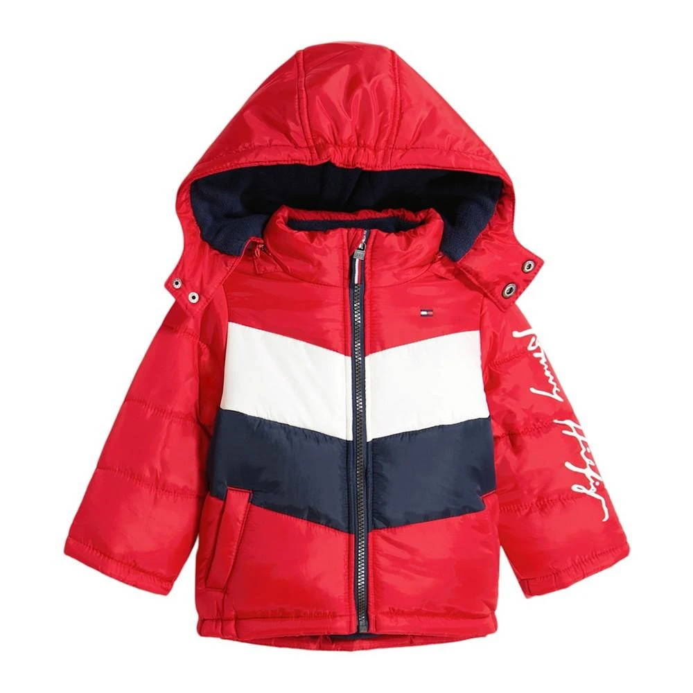 商品Tommy Hilfiger|Baby Boys Chevron Colorblock Puffer Coat,价格¥201,第1张图片