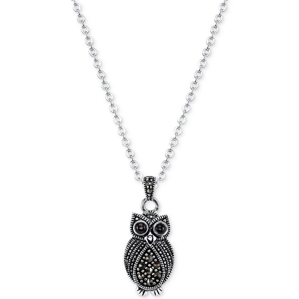 商品Unwritten|Silver-Tone Marcasite Crystal Owl Necklace,价格¥206,第1张图片