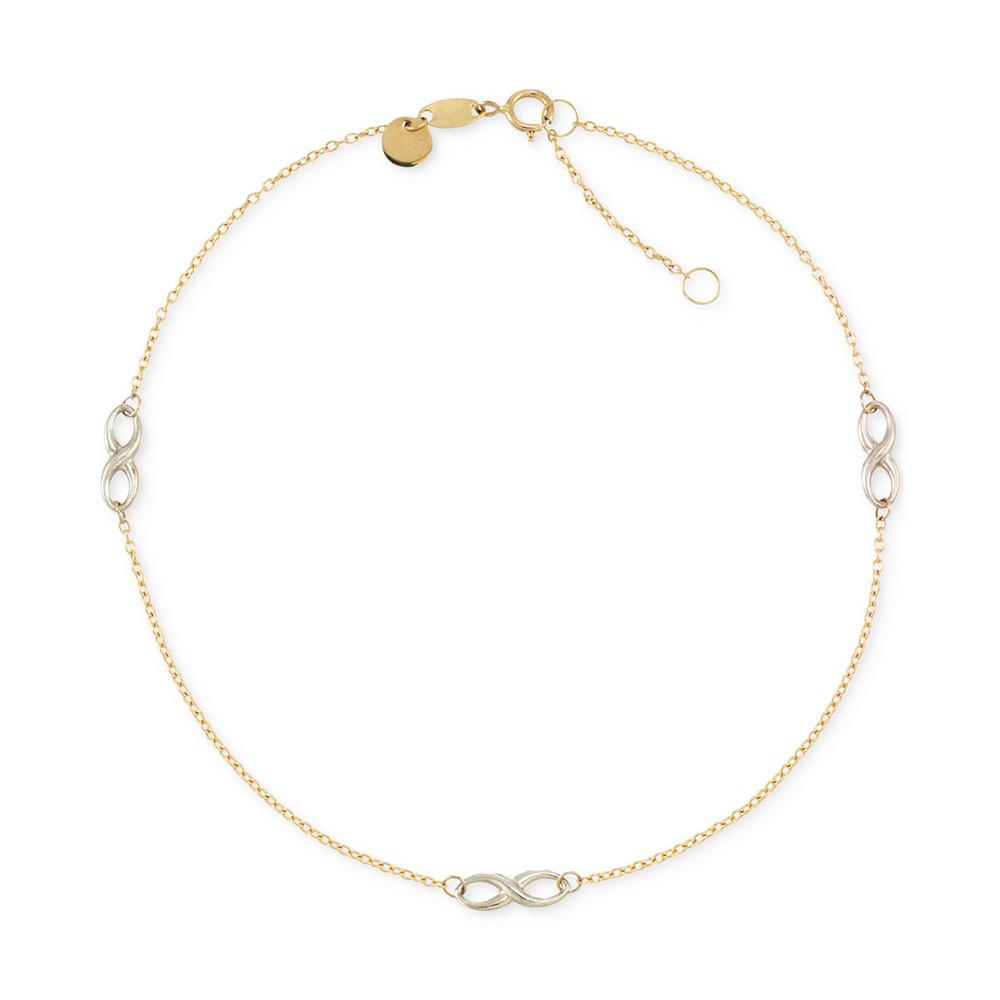 Two-Tone Infinity Design Anklet in 14k Gold and 14k White Gold商品第1张图片规格展示