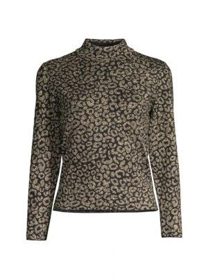 商品Tahari|Metallic Leopard-Pattern Sweater,价格¥634,第4张图片详细描述