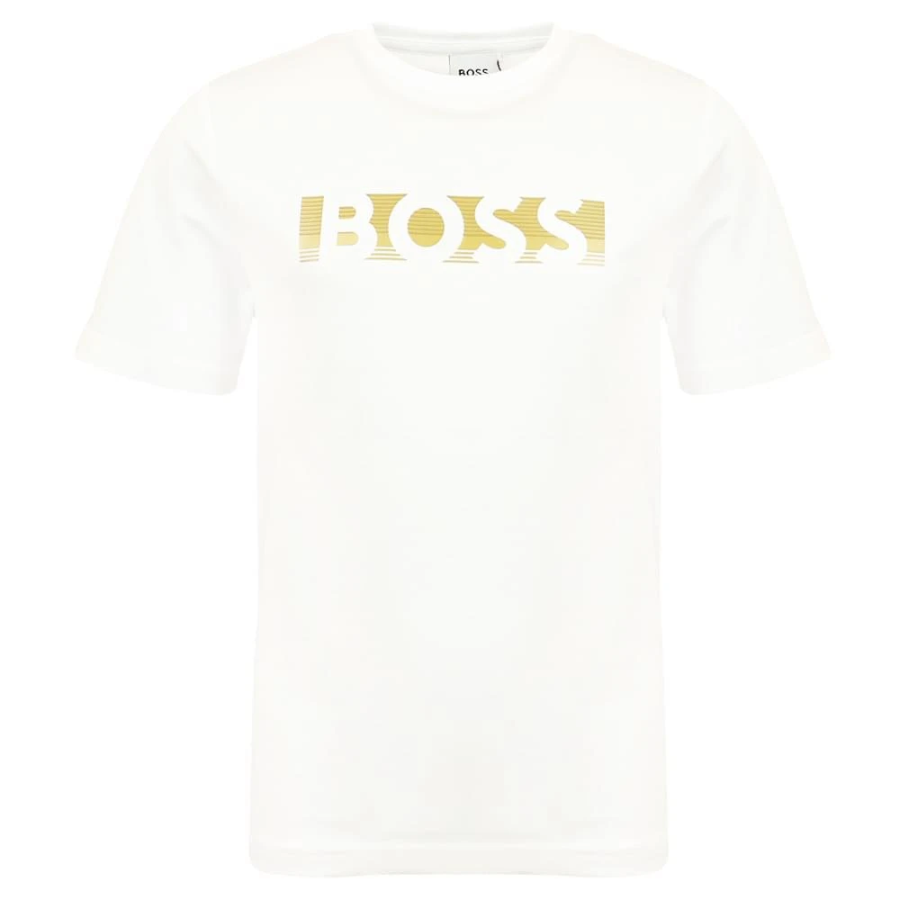 商品Hugo Boss|White Short Sleeve Gold Logo T Shirt,价格¥482,第1张图片