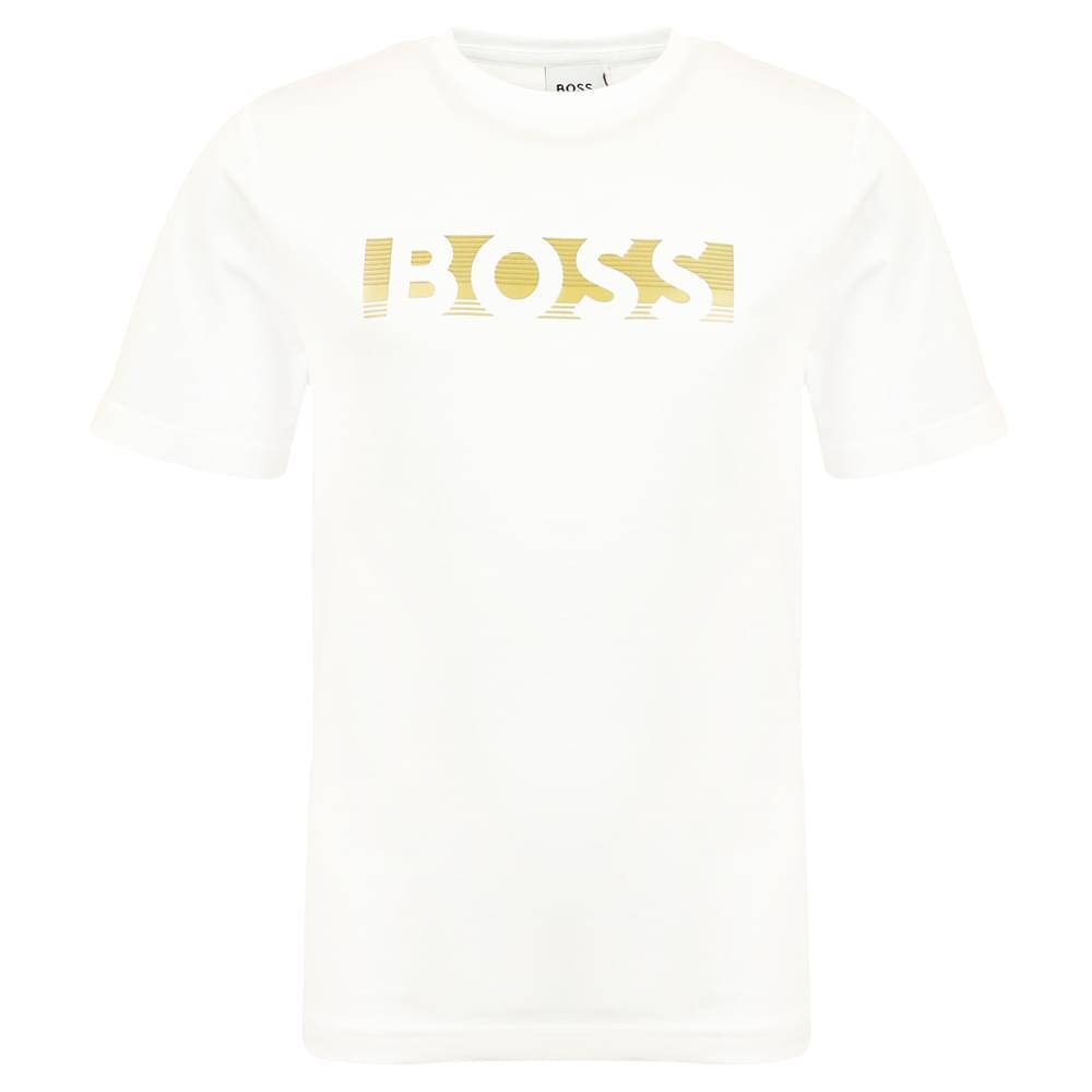 商品Hugo Boss|White Short Sleeve Gold Logo T Shirt,价格¥184,第1张图片