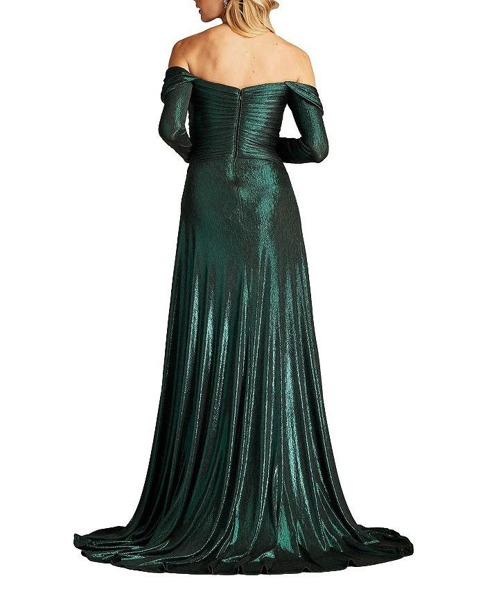 商品Tadashi Shoji|Alysia Off-Shoulder Pleated Drape Metallic Gown,价格¥5128,第4张图片详细描述