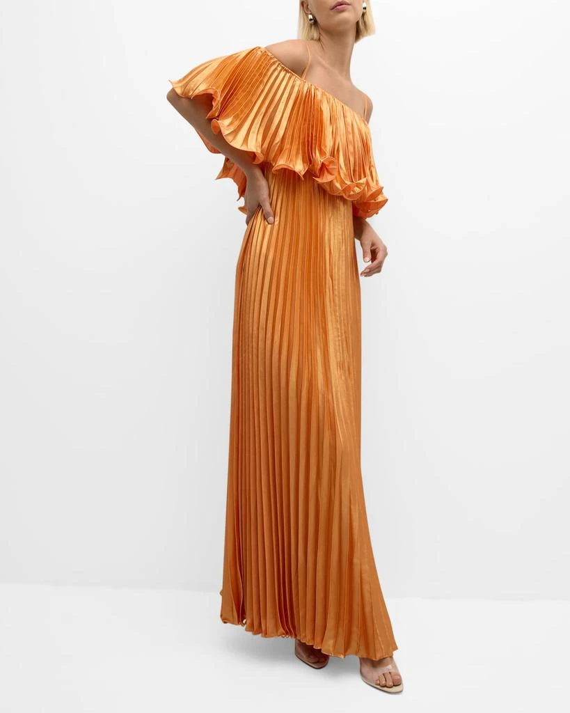 Nikita Pleated Cold-Shoulder Metallic Gown 商品