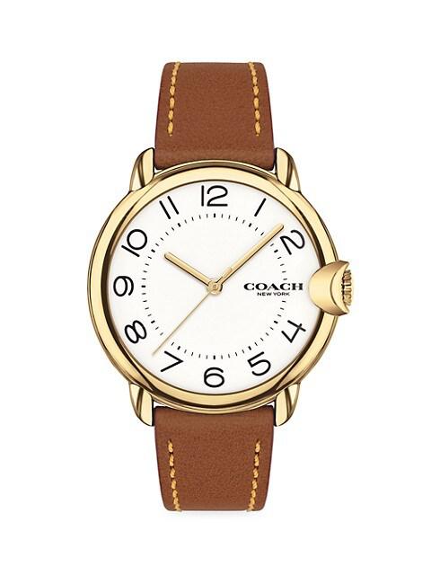 Arden Stainless Steel Leather-Strap Watch商品第1张图片规格展示