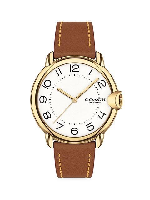 商品Coach|Arden Stainless Steel Leather-Strap Watch,价格¥1284,第1张图片