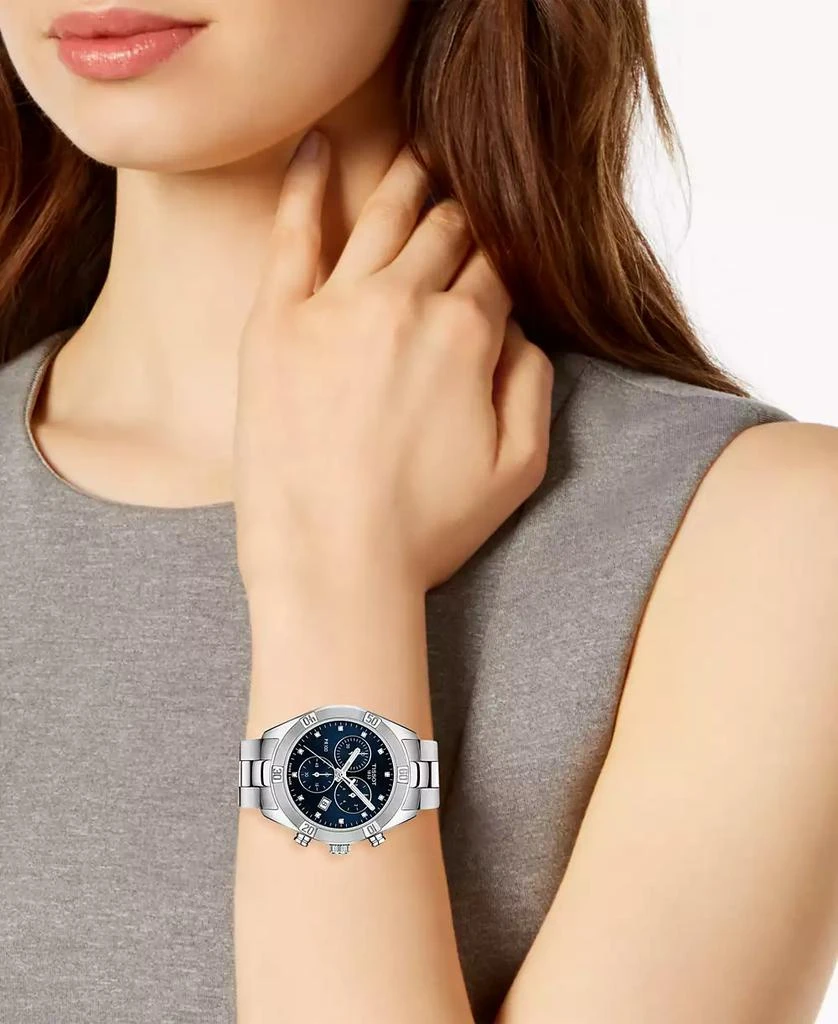 商品Tissot|Women's Swiss Chronograph T-Classic PR 100 Diamond (1/20 ct. t.w.) Gray Stainless Steel Bracelet Watch 38mm,价格¥4681,第2张图片详细描述