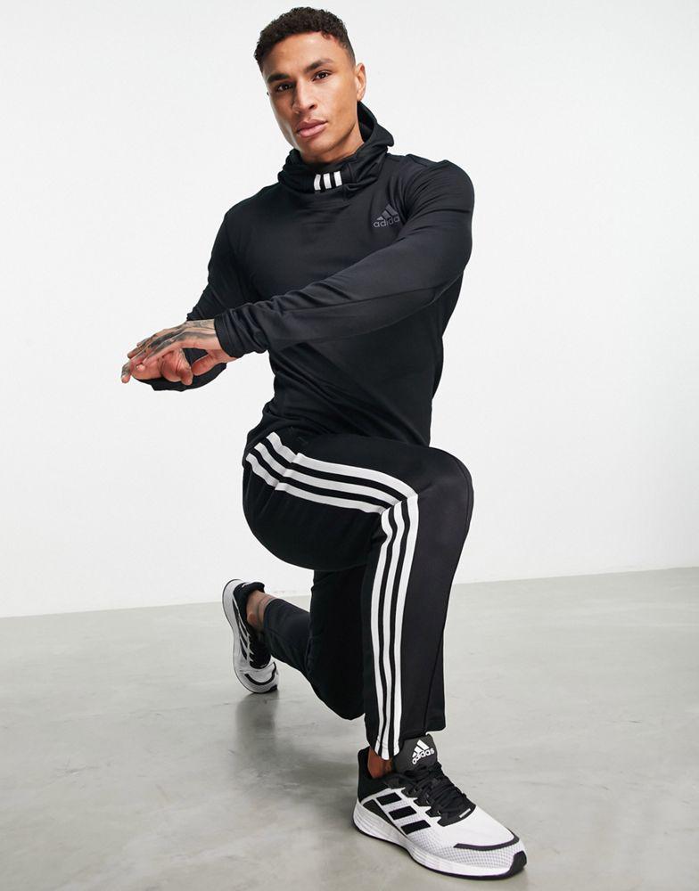 商品Adidas|adidas Training Cold Rdy long sleeve top with face covering three stripes in black,价格¥262-¥436,第6张图片详细描述