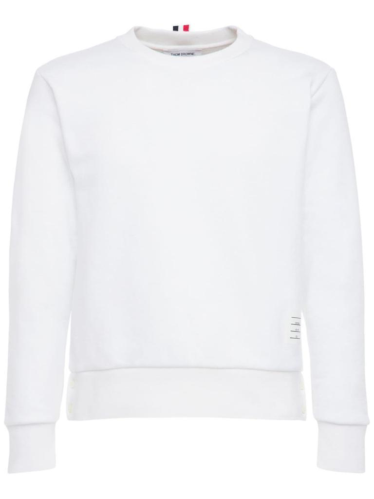商品Thom Browne|Cotton Jersey Sweatshirt W/ Knit Stripe,价格¥4758,第7张图片详细描述