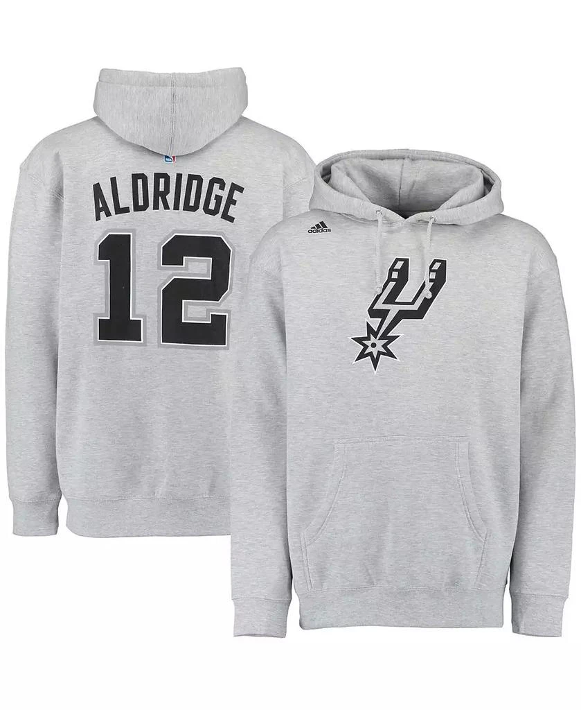 商品Adidas|Men's LaMarcus Aldridge Gray San Antonio Spurs Name and Number Pullover Hoodie,价格¥526,第2张图片详细描述