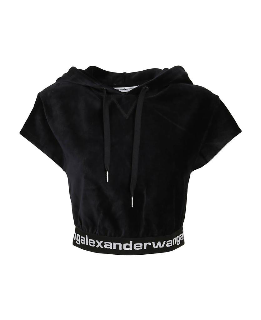 商品Alexander Wang|Stretch Corduroy With Logo Elastic Sleeve Hoody,价格¥1929,第1张图片