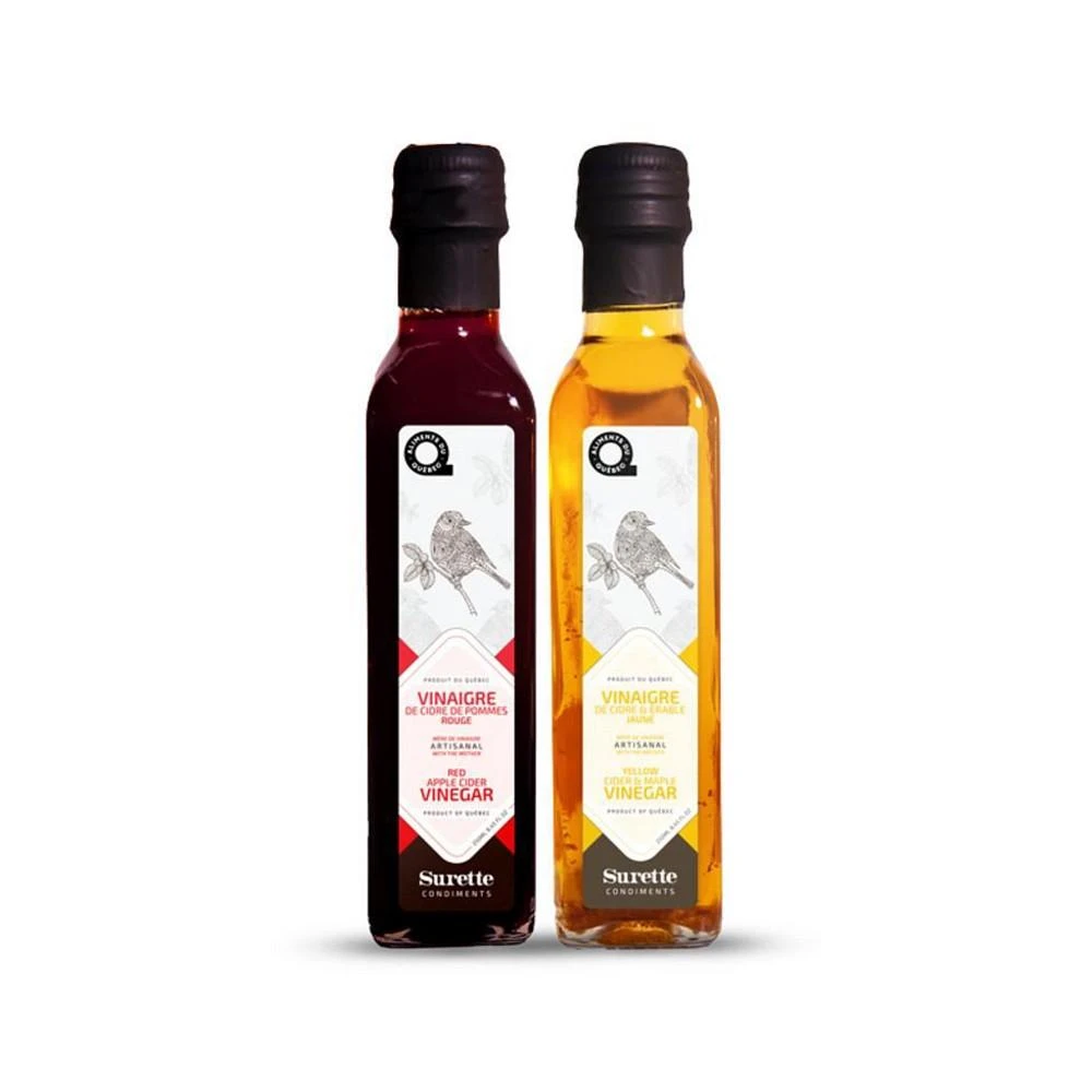 商品Surette|Red Apple Cider & Yellow Maple Vinegar, Artisan Made, From Canada 2 x 250 ml Bottles,价格¥194,第1张图片