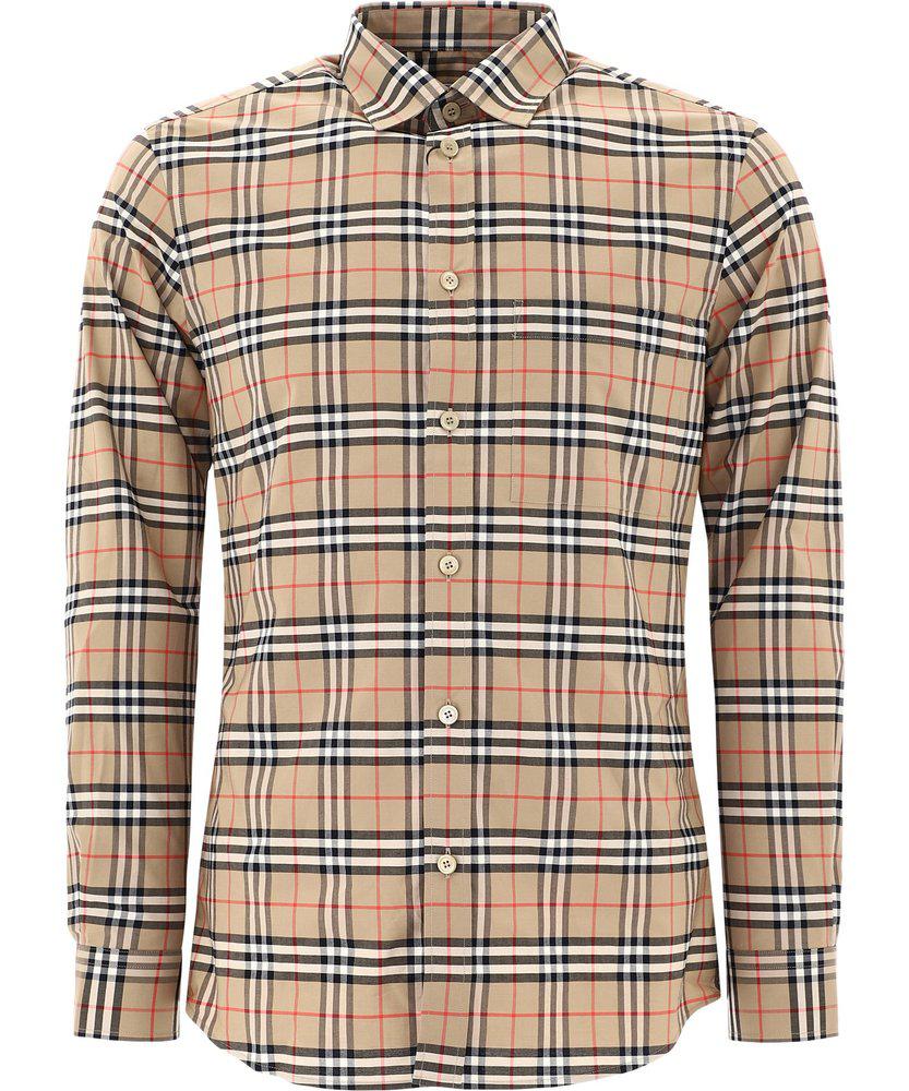 Burberry Checked Long-Sleeve Shirt商品第1张图片规格展示