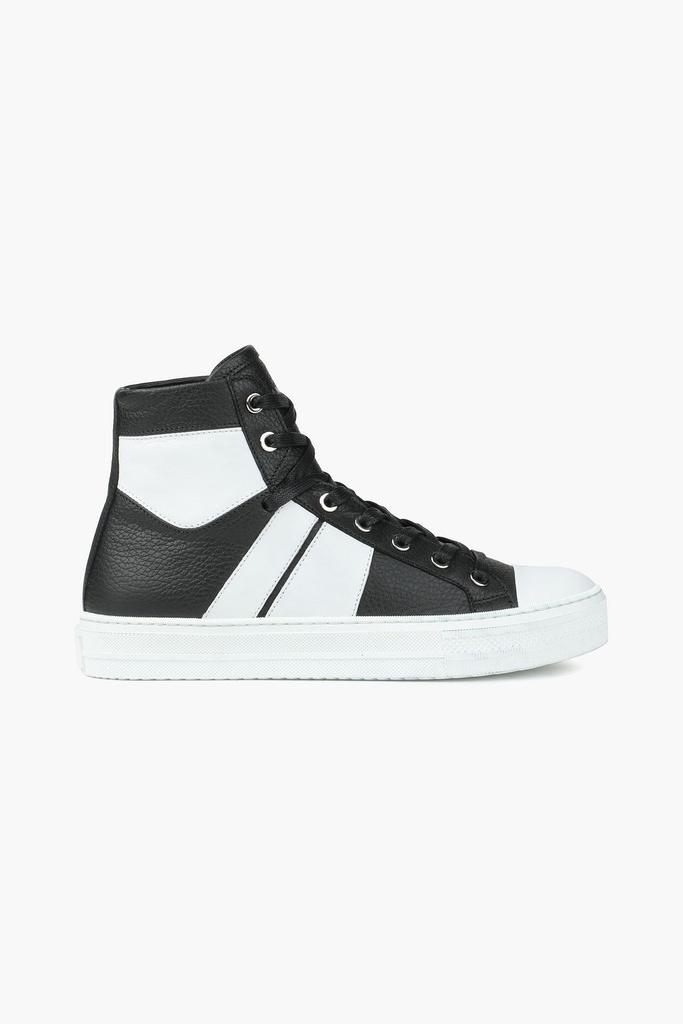 Two-tone textured-leather high-top sneakers商品第1张图片规格展示