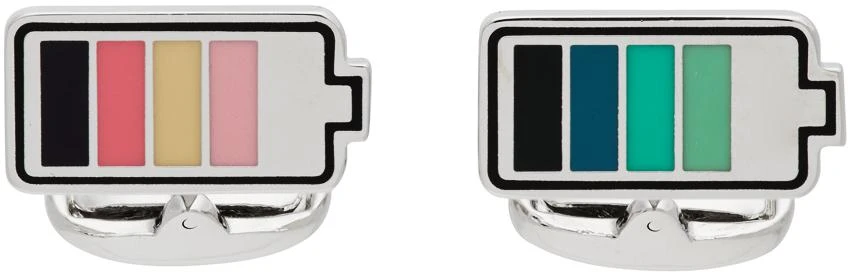 商品Paul Smith|Silver & Multicolor Battery Cufflinks,价格¥358,第1张图片