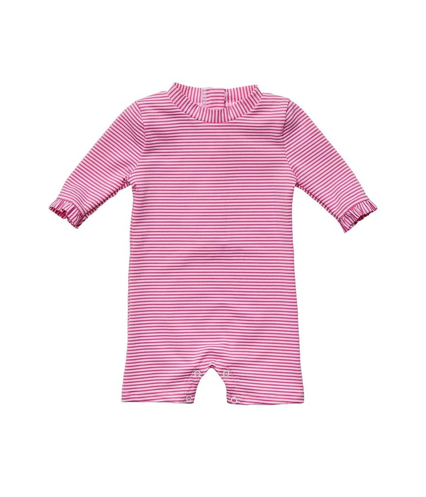 商品Snapper Rock|Raspberry Stripe Flap Hat & Sunsuit Set (Infant),价格¥478,第1张图片
