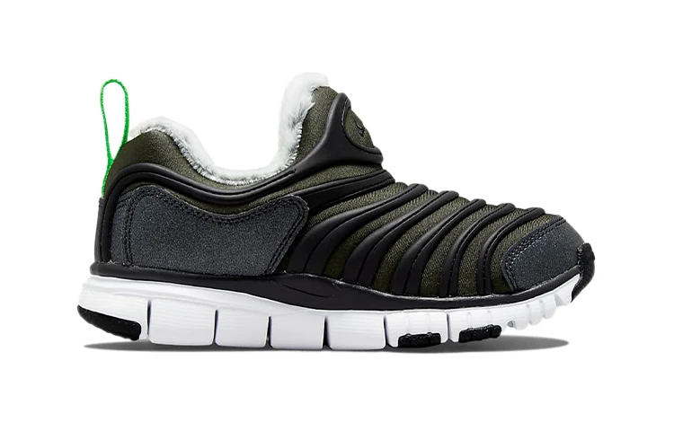 商品[国内直发] NIKE|[预售3天]Dynamo Free 毛毛虫 毛绒 时尚舒适 低帮 儿童休闲鞋 黑绿 中小童,价格¥337,第3张图片详细描述