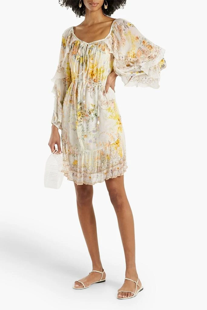 商品Camilla|Ruffled floral-print silk-georgette mini dress,价格¥3058,第2张图片详细描述