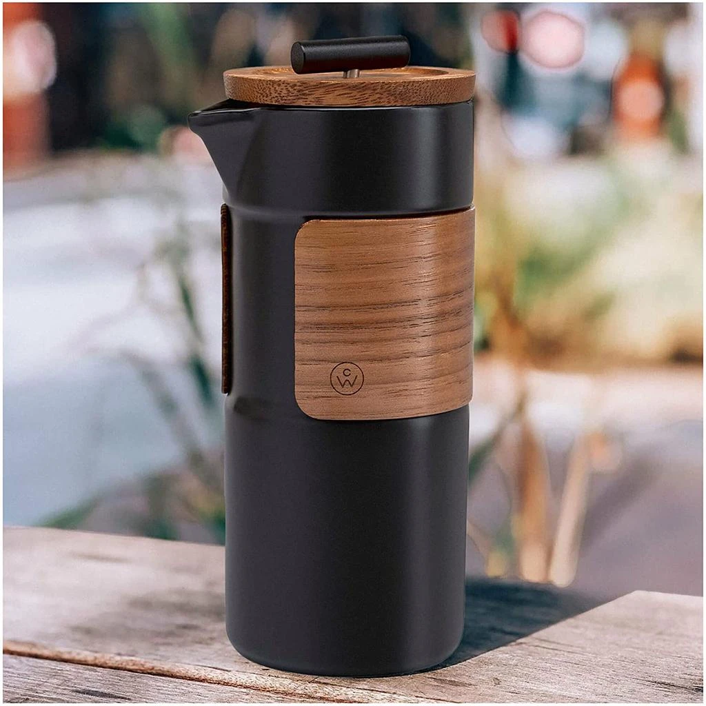 商品ChefWave|Artisan Series Travel French Press Coffee Maker with Bamboo Lid (Black),价格¥382,第1张图片