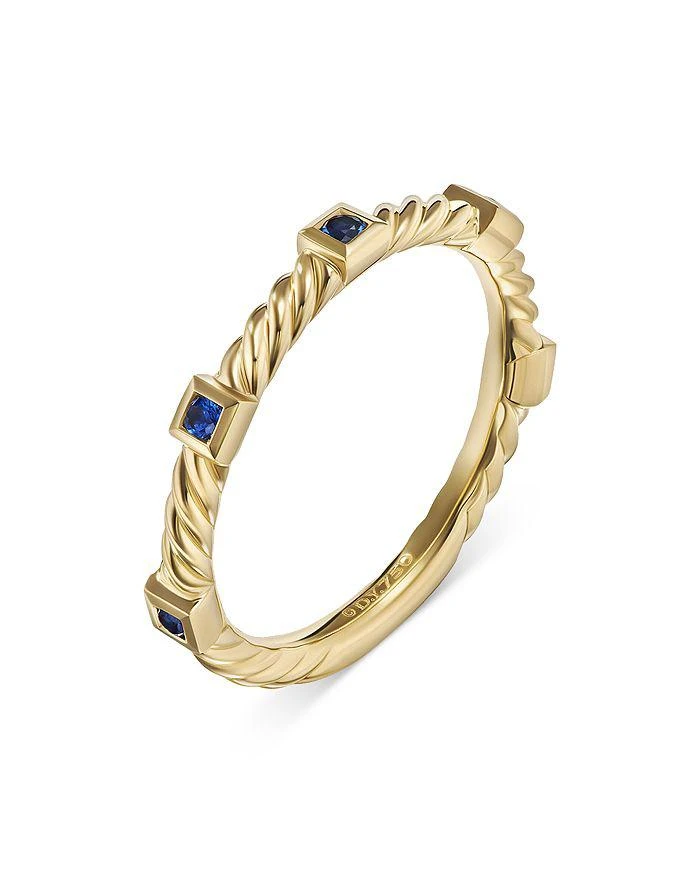 商品David Yurman|18K Yellow Gold Cable Sapphire Stack Band Ring,价格¥8929,第2张图片详细描述