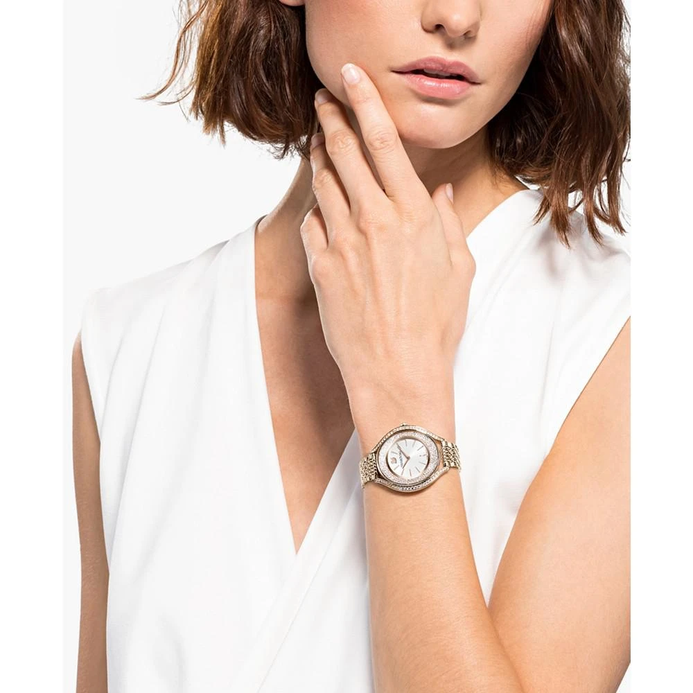 商品Swarovski|Women's Swiss Crystalline Aura Gold-Tone Stainless Steel PVD Bracelet Watch 35mm,价格¥3615,第2张图片详细描述