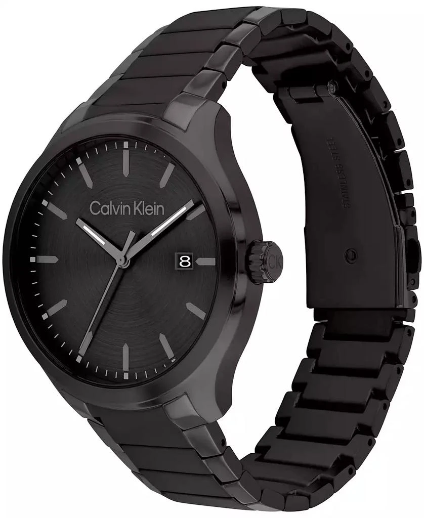 商品Calvin Klein|Men's 3H Quartz Black Stainless Steel Bracelet Watch 43mm,价格¥1423,第2张图片详细描述