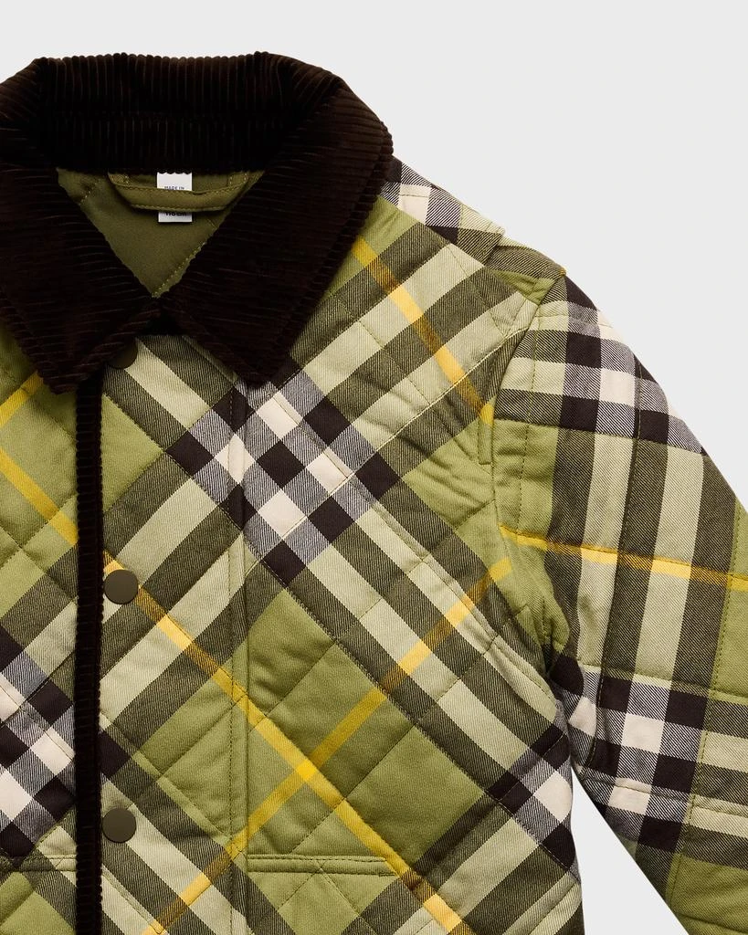 商品Burberry|Boy's Grayson Check Quilted Jacket, Size 3-14,价格¥2280,第3张图片详细描述