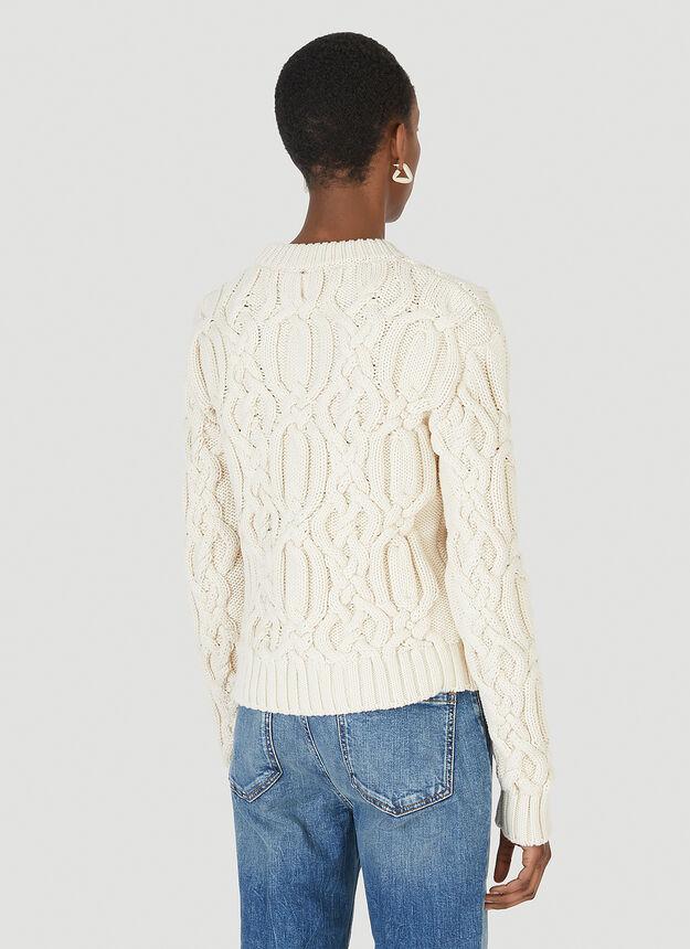 Flash Cable Knit Sweater in Cream商品第4张图片规格展示