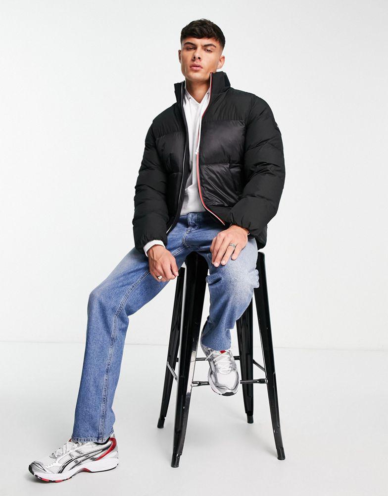 Tommy Hilfiger tech stand collar icon ziptape puffer jacket in black商品第4张图片规格展示