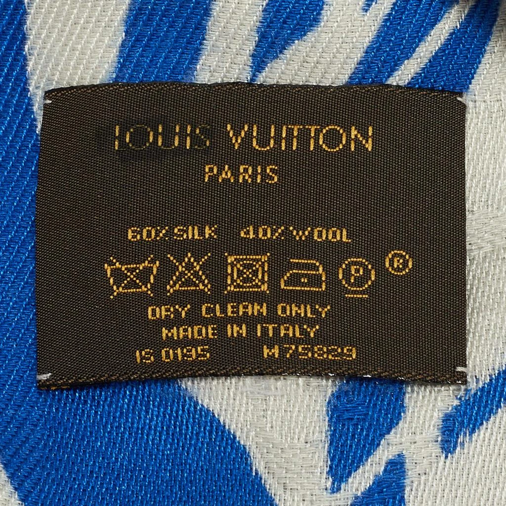 商品[二手商品] Louis Vuitton|Louis Vuitton Light Grey & Blue Bag Printed Silk & Wool Scarf,价格¥3431,第4张图片详细描述