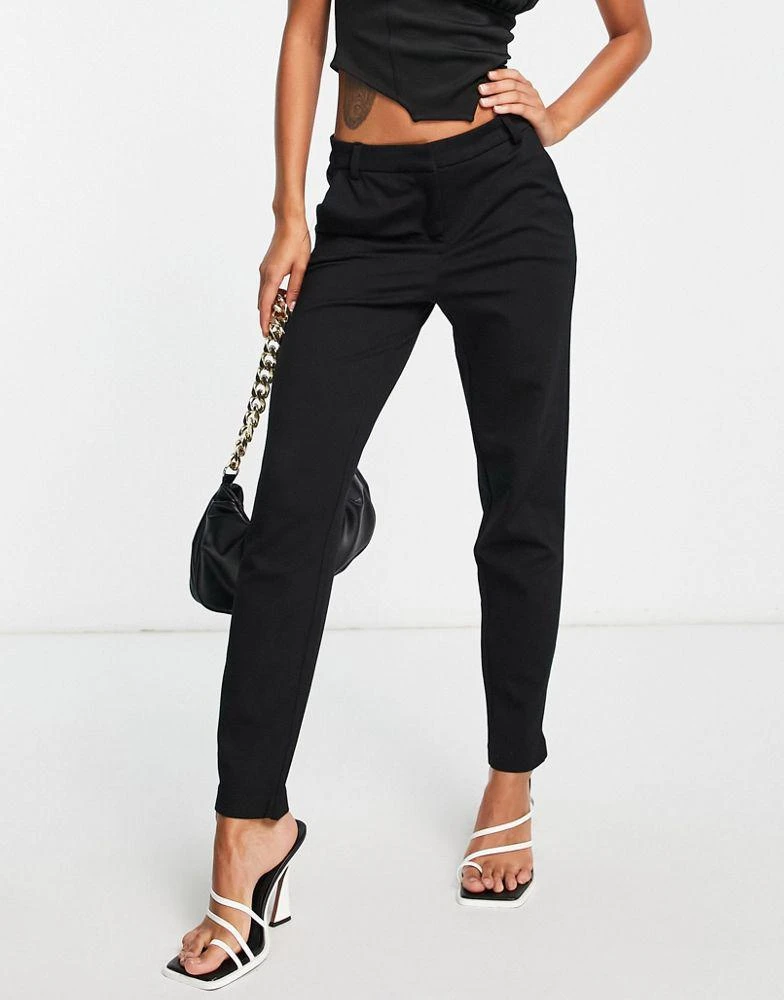 商品VERO MODA|Vero Moda jersey cigarette trousers in black,价格¥268,第1张图片