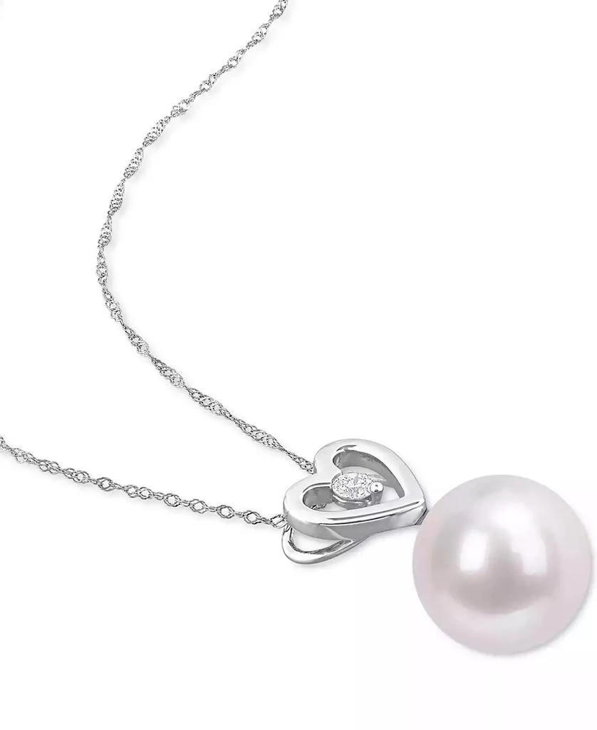 商品Macy's|Cultured South Sea Pearl (9-1/2mm) & Diamond (1/20 ct. t.w.) Heart 17" Pendant Necklace in 10k White Gold,价格¥3710,第3张图片详细描述