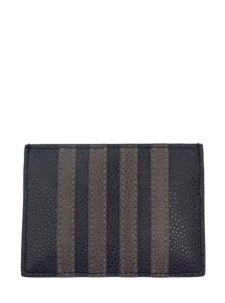 商品Thom Browne|Single Card Holder W/ 4 Bar Applique Stripe In Pebble Grain Leather in Blue,价格¥1430,第2张图片详细描述