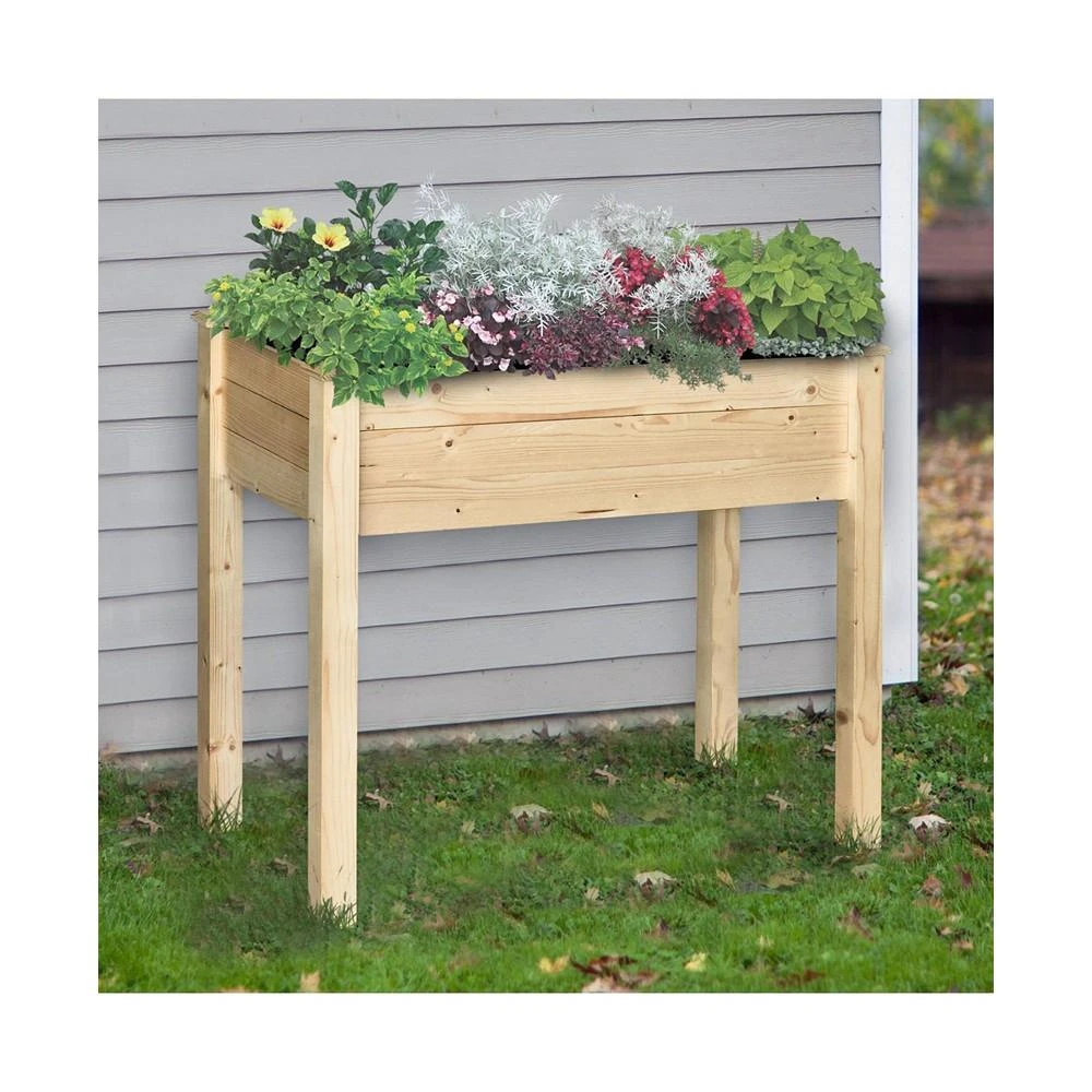 商品Outsunny|Elevated Natural Garden Plant Stand Outdoor Flower Bed Box Wooden,价格¥688,第2张图片详细描述