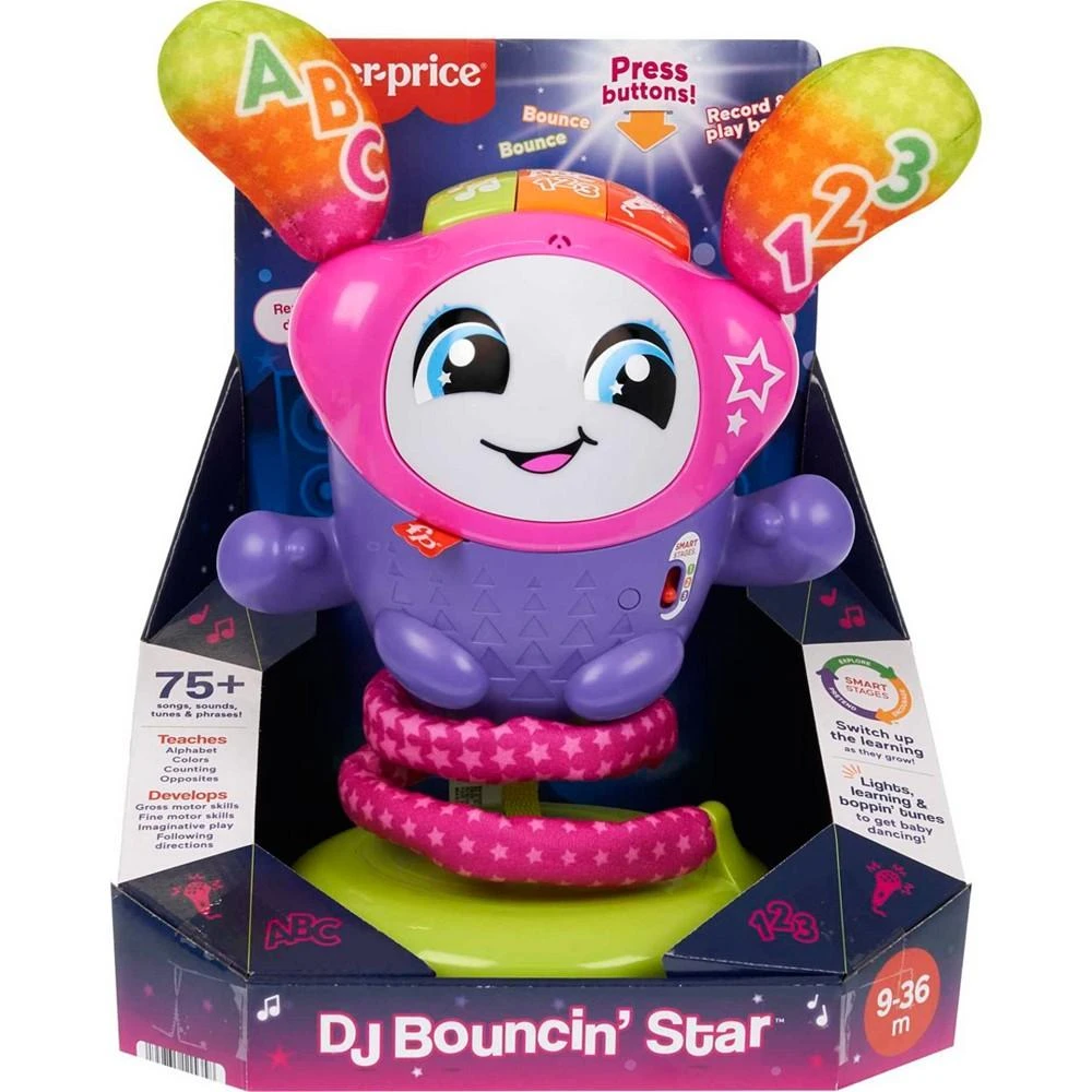 商品Fisher Price|Baby Learning Toy with Music Lights and Bouncing Action, DJ Bouncing Star,价格¥332,第2张图片详细描述