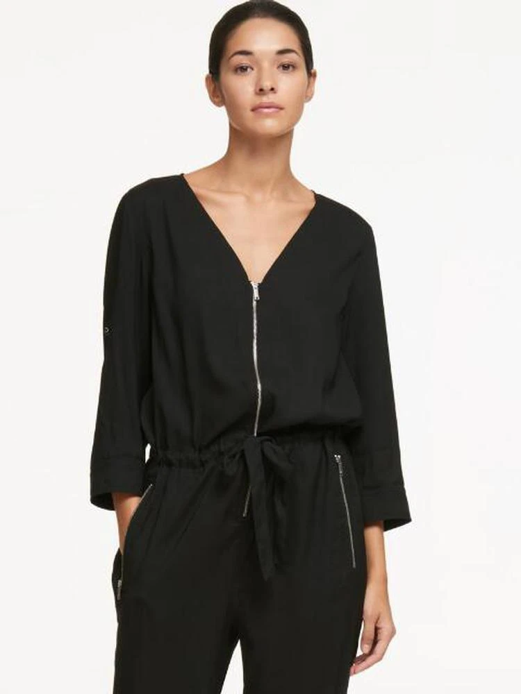 商品DKNY|V-Neck Jumpsuit With Drawstring Waist,价格¥744,第1张图片