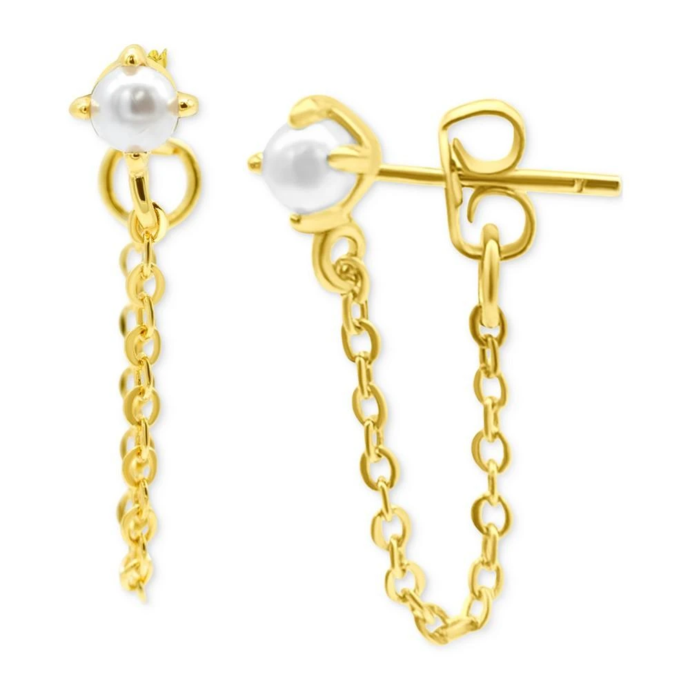 商品ADORNIA|14k Gold-Plated Chain & Freshwater Pearl Front-to-Back Earrings,价格¥182,第2张图片详细描述