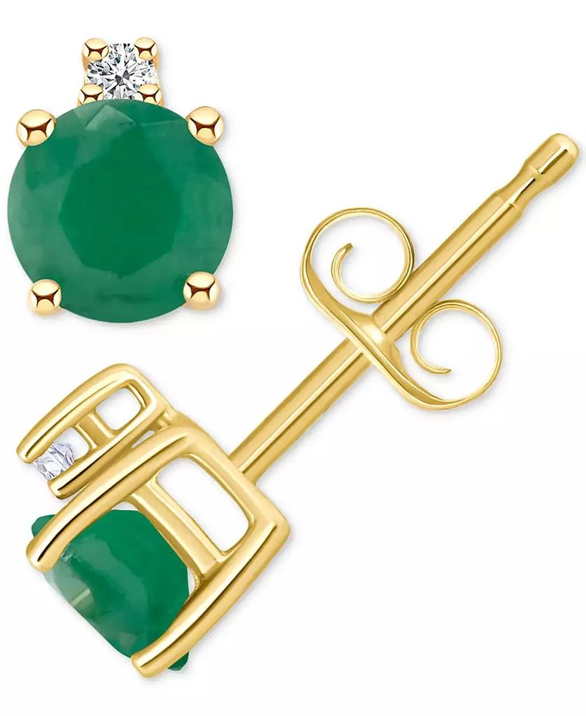 商品Macy's|Tanzanite (1/2 ct. t.w.) & Diamond Accent Stud Earrings in 14k Gold (Also in Emerald, Ruby, & Sapphire),价格¥2392,第3张图片详细描述