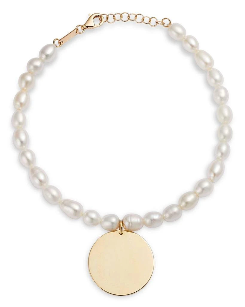 Cultured Freshwater Pearl Disc Dangle Bracelet in 14K Yellow Gold 商品